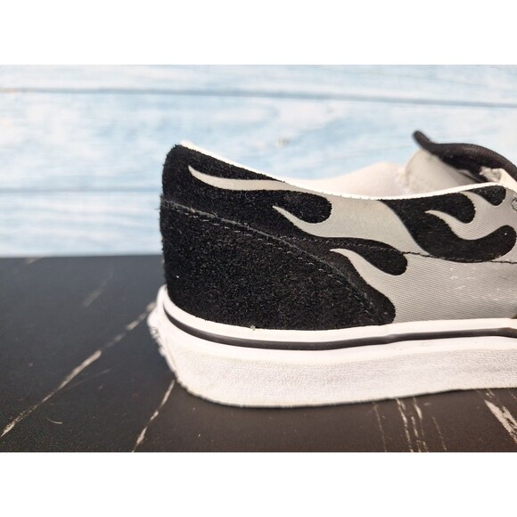 Vans Classic Slip On Black Grey Flame Skate Shoes Size 6